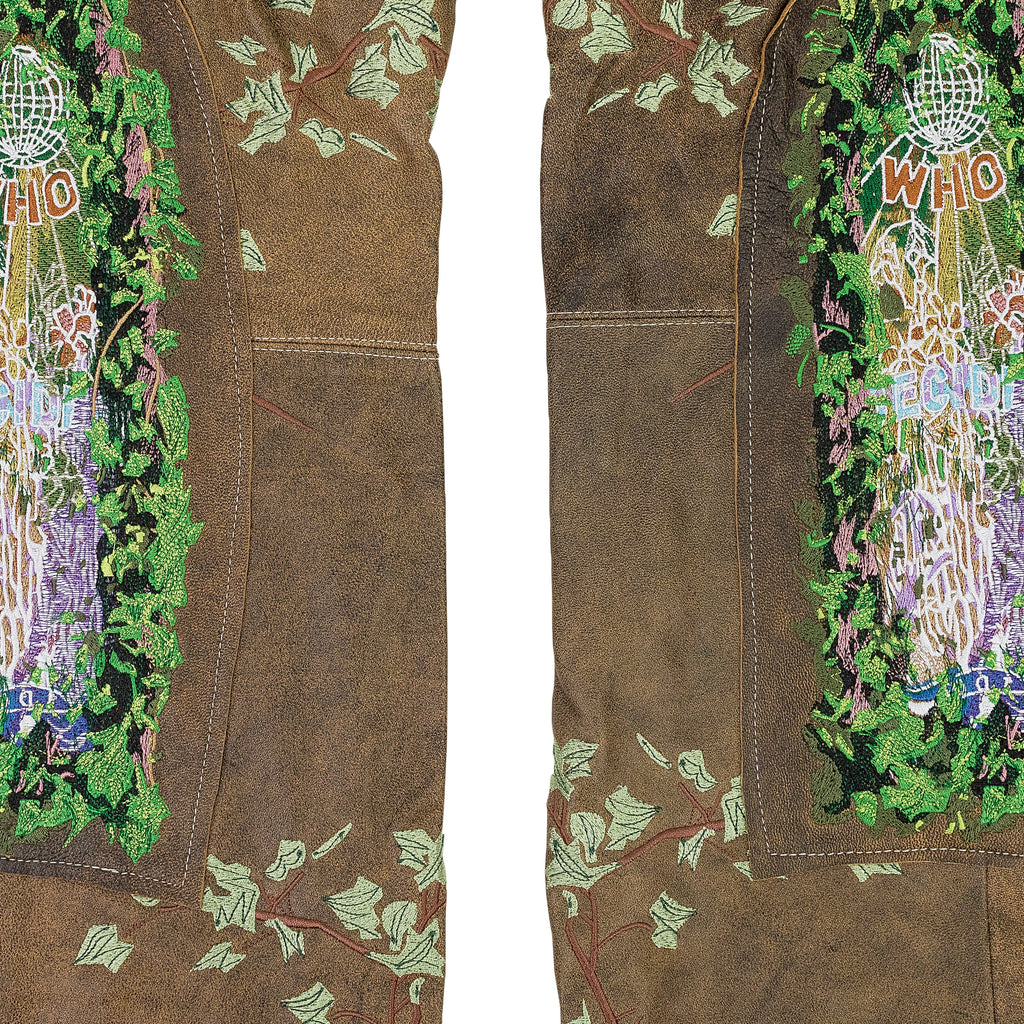 BROWN GARDEN GLASS PATCHED PANTS