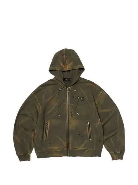 THUG CLUB washed zip-up hoodie