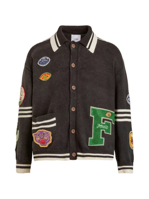 FOUND patch-detail striped cardigan