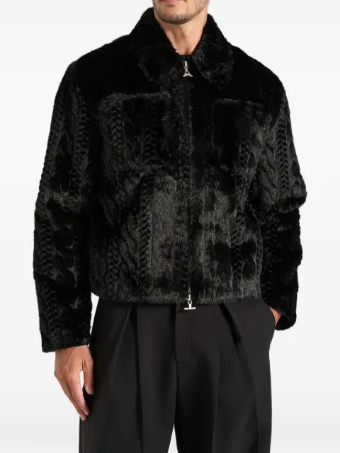 Manière De Voir David plush cable embossed jacket black