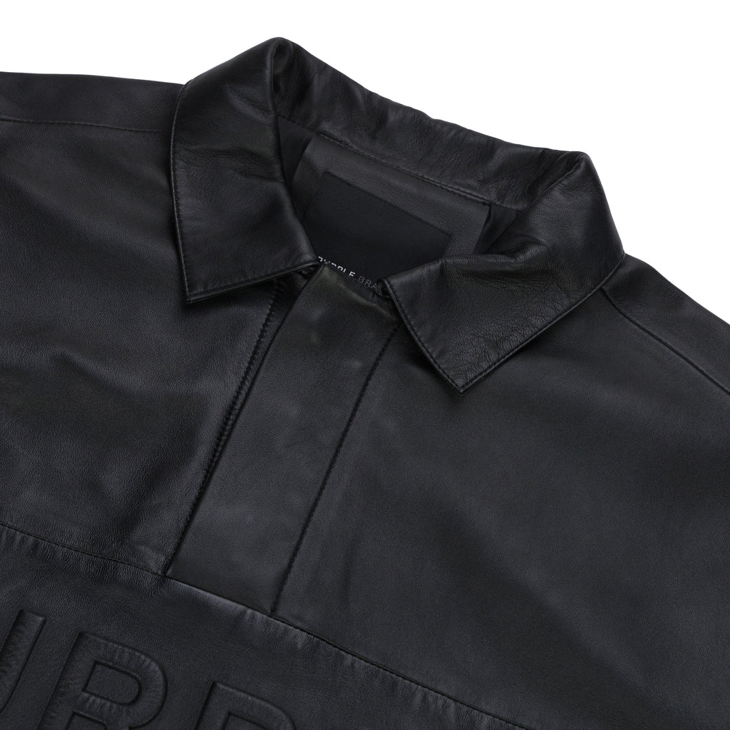 Black Leather Short Sleeve Polo