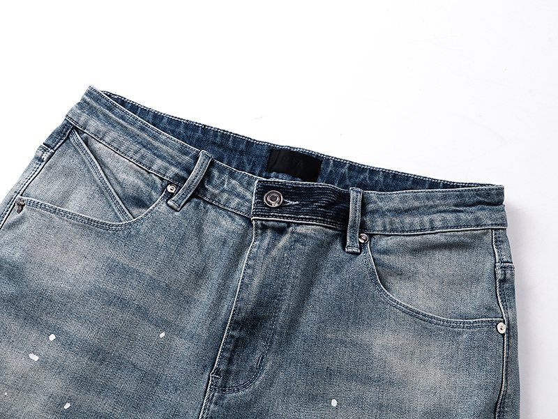 R+A Light Blue Paint Splatter Jeans