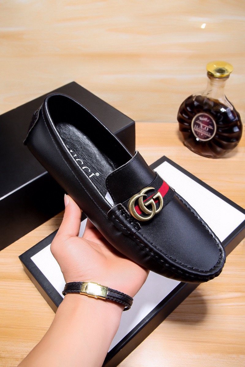 Gucci Black Red-Green Stripe Loafers