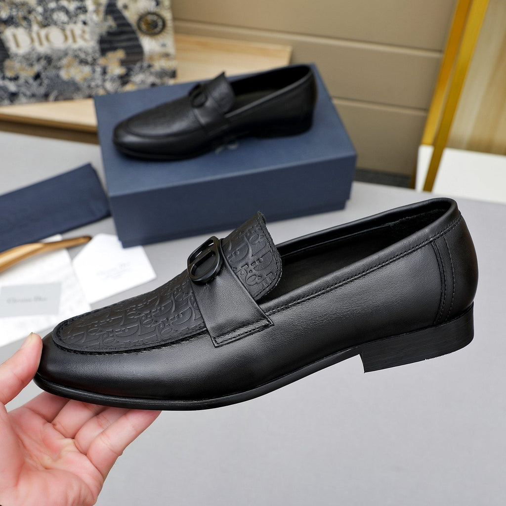 Dior Black Embossed Leather Loafers