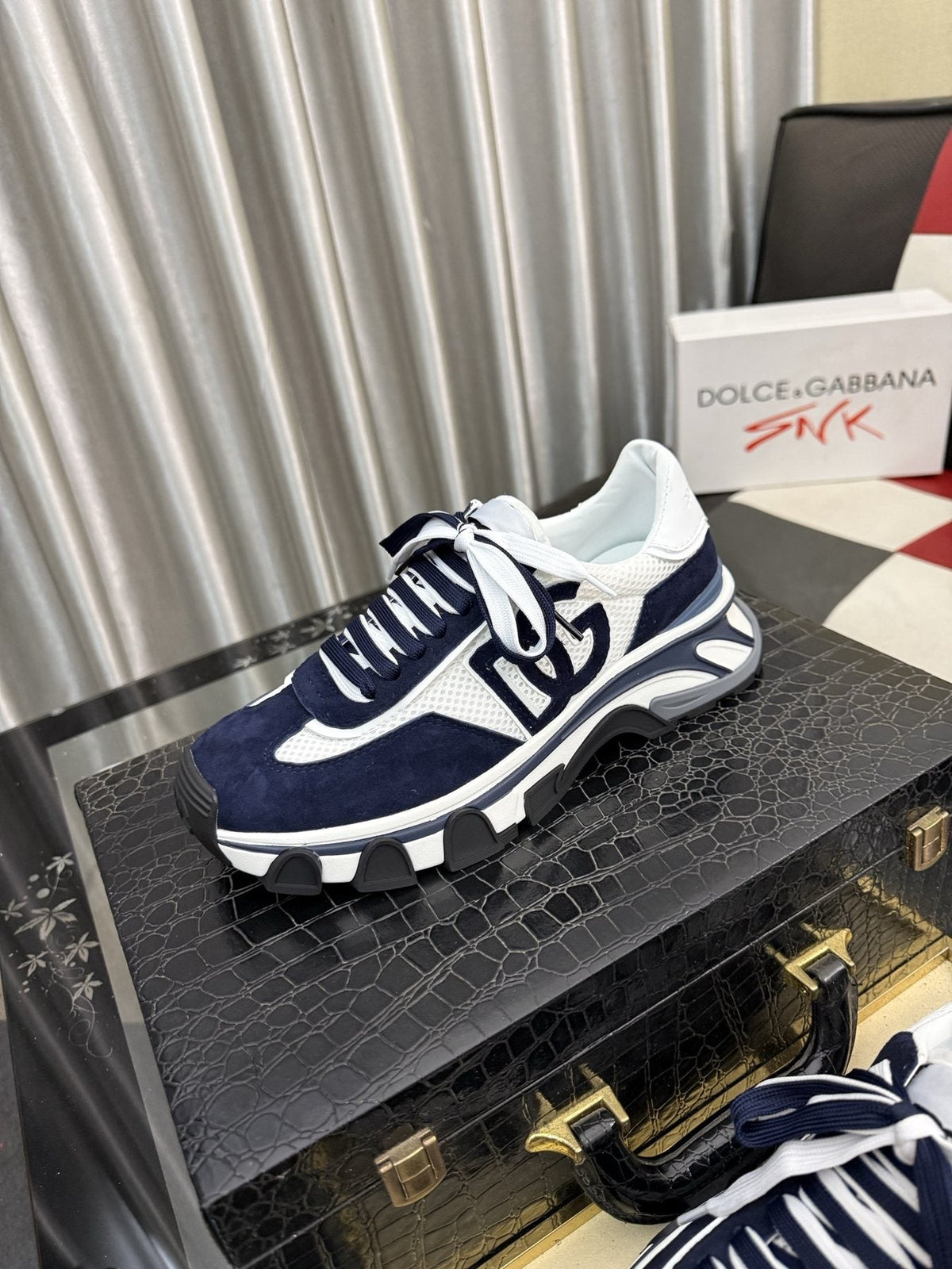 Dolce & Gabbana Navy and White Sneakers