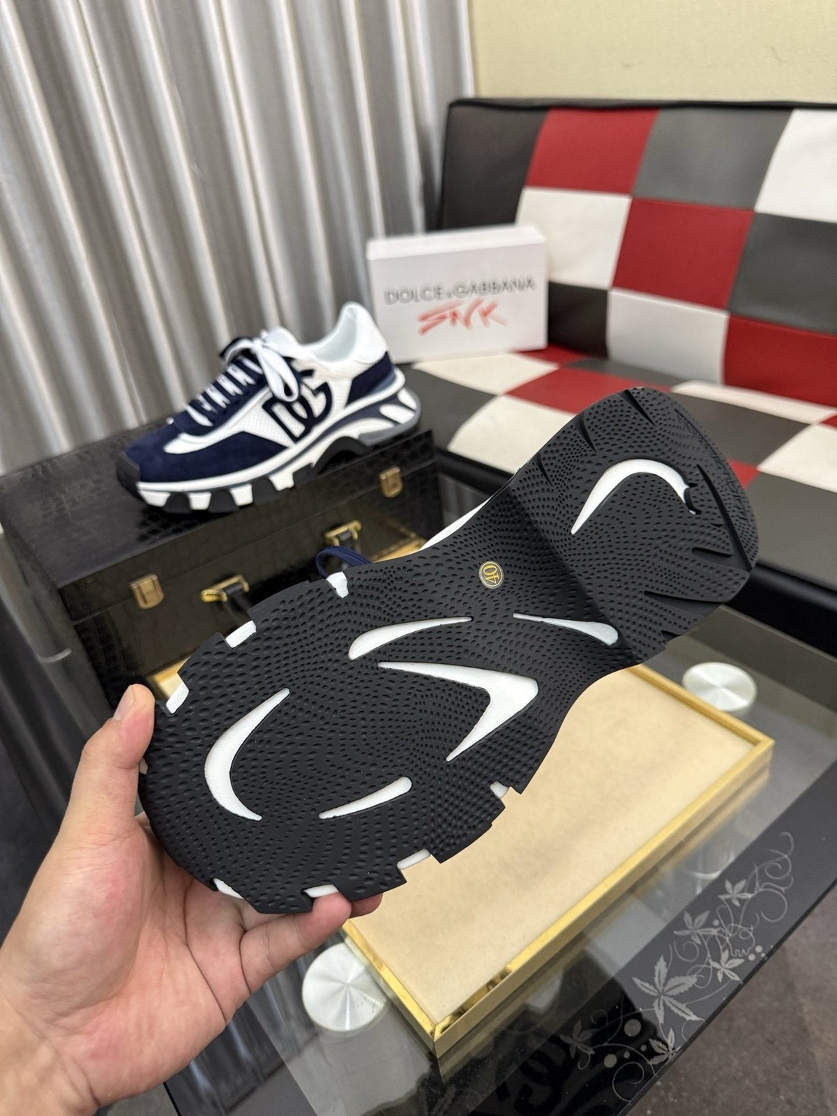 Dolce & Gabbana Navy and White Sneakers