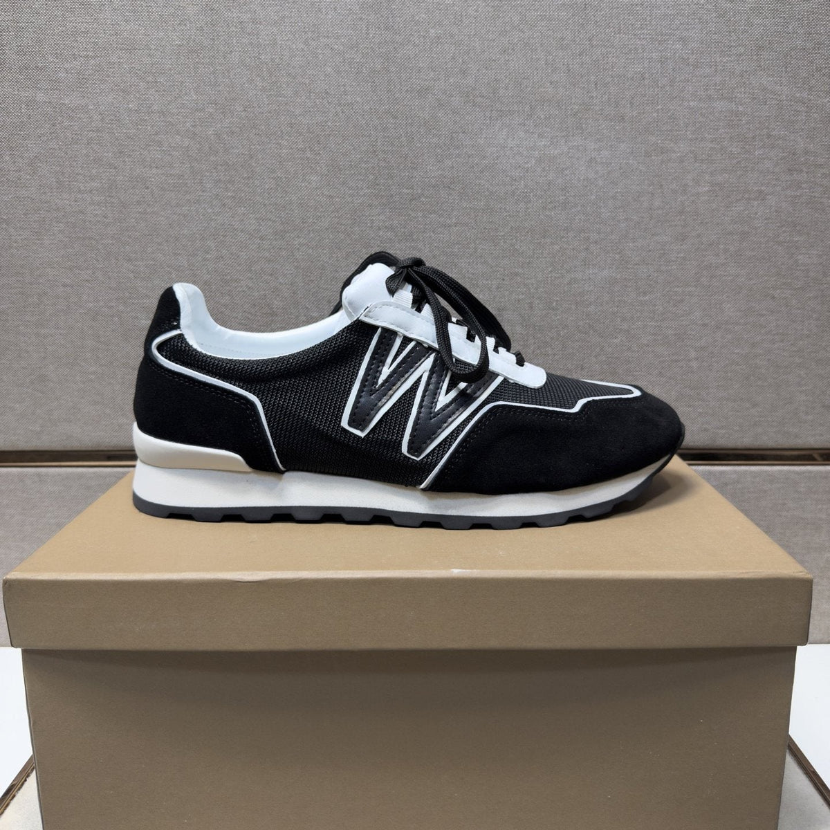 J.M. Weston Men's Black and White Panel Sneakers