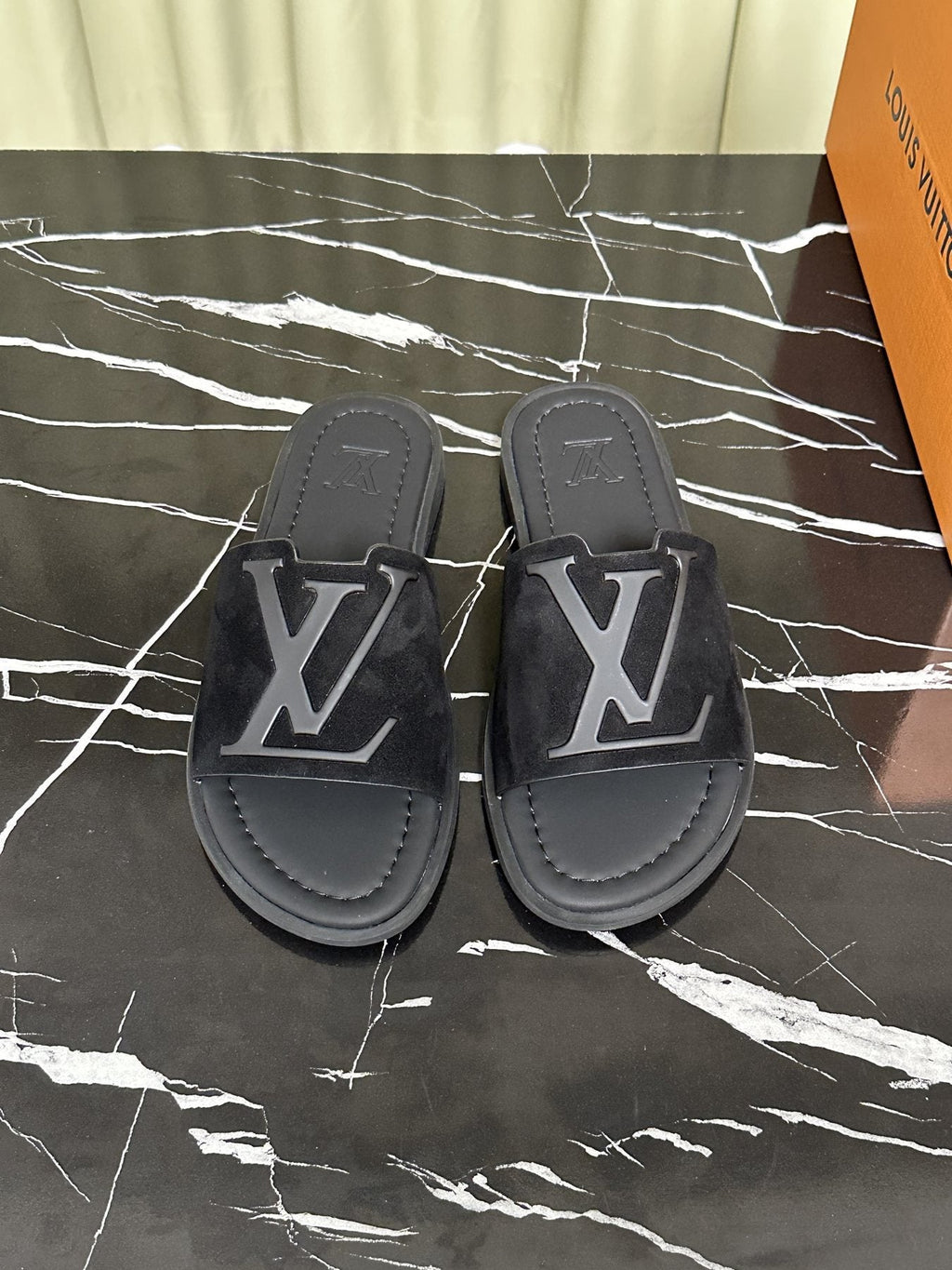 Louis Vuitton Logo Strap Slide Sandals
