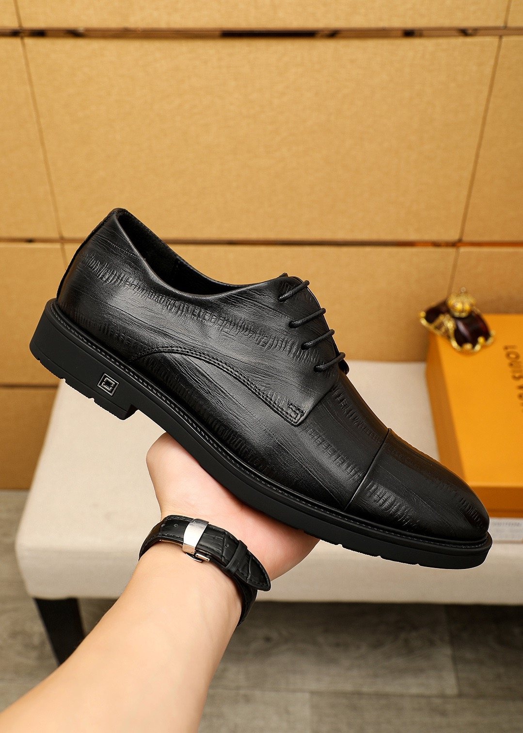 Louis Vuitton Black Lace-Up Dress Shoes - Leather Lining
