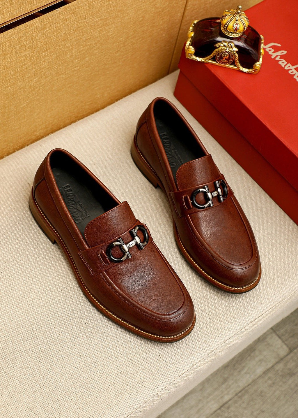 Salvatore Ferragamo Men's Leather Bit Loafers - Stacked Heel