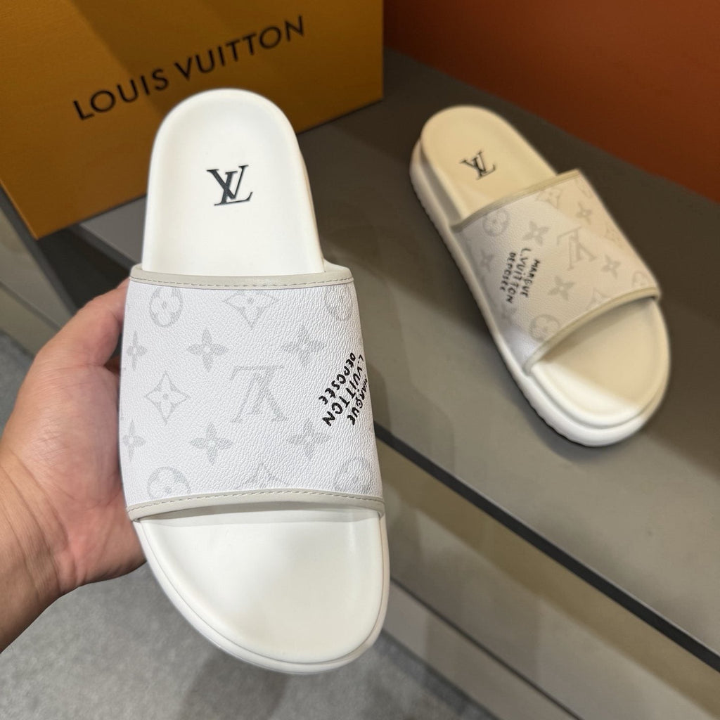 Louis Vuitton Graphic Strap Slide Sandals - Slip-On Construction